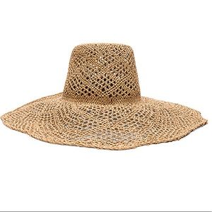 Brixton Wide Brim Crochet Straw Sun Hat - Natural Tan